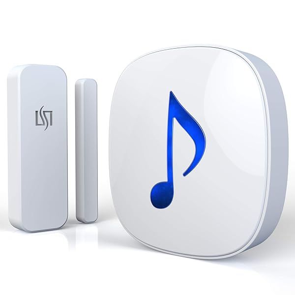 HTZSAFE Wireless Door Window Magnetic Sensor Alarm 600 Feet Range 35 Melodies 4 Volume Levels LED Flash Home Business Security System