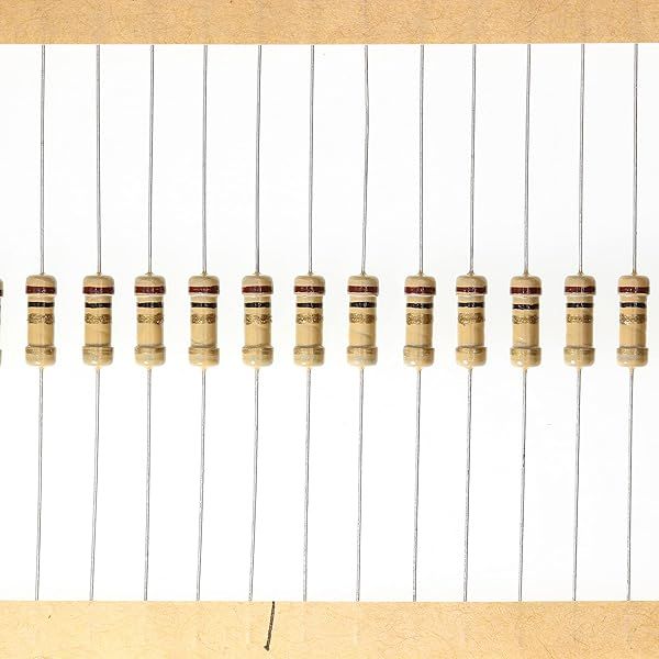 HUABAN 100 Pieces 0.5 Watts 1 2W 1R0 1.0 Ohm 5% Carbon Film Resistor