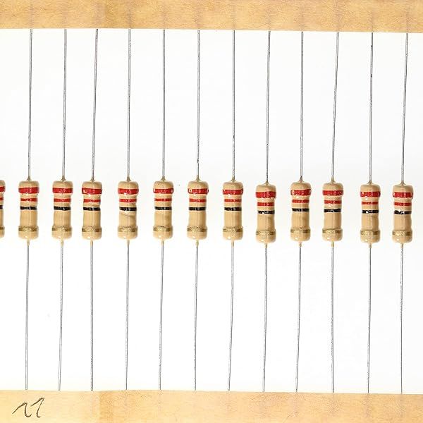 HUABAN 100 Pieces 0.5 Watts 1 2W 22R 22 Ohm 5% Carbon Film Resistor