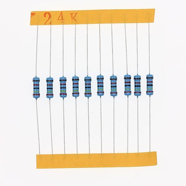HUABAN 100 Pieces 0.5 Watts 1 2W 24K Ohm 1% Metal Film Resistor