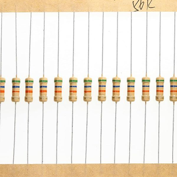 HUABAN 100 Pieces 0.5 Watts 1 2W 56K Ohm 5% Carbon Film Resistor
