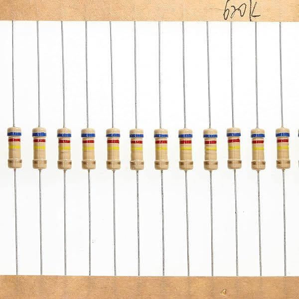 HUABAN 100 Pieces 0.5 Watts 1 2W 620K Ohm 5% Carbon Film Resistor
