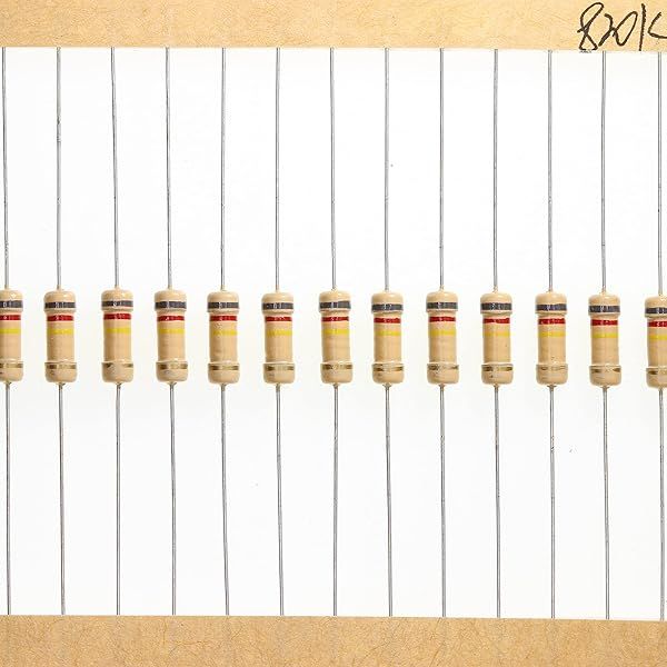 HUABAN 100 Pieces 0.5 Watts 1 2W 820K Ohm 5% Carbon Film Resistor