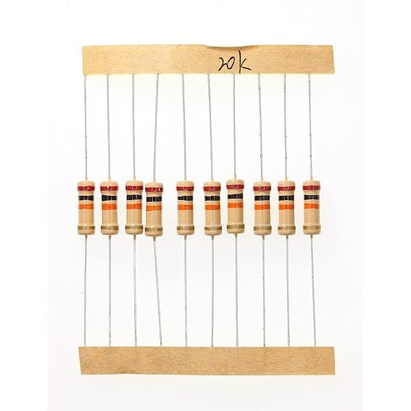 HUABAN 100 Pieces 1 Watts 1W 20K Ohm 5% Carbon Film Resistor