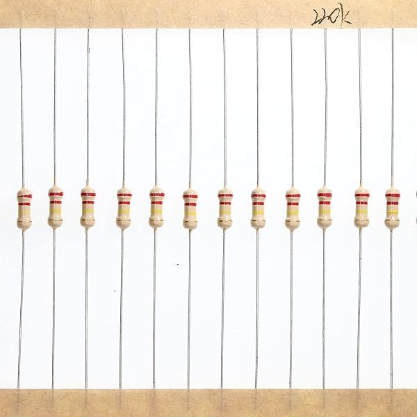 HUABAN 200 Pieces 0.25 Watts 1 4W 220K Ohm 5% Carbon Film Resistor
