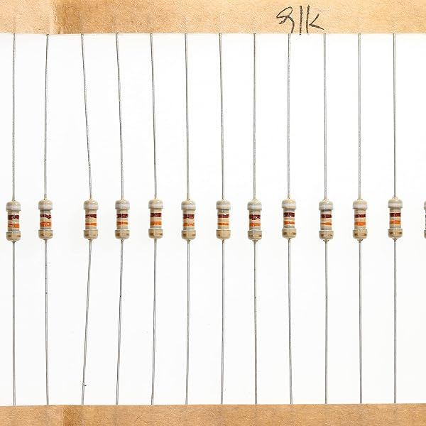 HUABAN 200 Pieces 0.25 Watts 1 4W 91K Ohm 5% Carbon Film Resistor