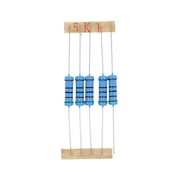HUABAN 50PCS 2 Watts 5K1 Ohm 1 Percent Metal Film Resistors for Reliable Circuit Performance