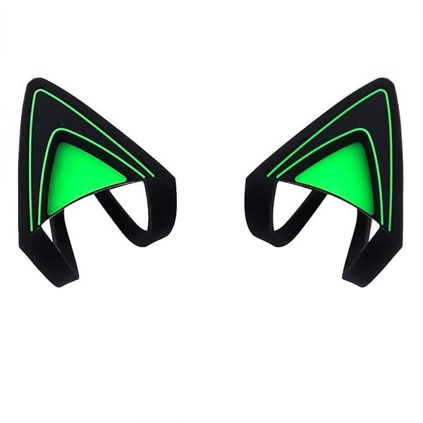 HUYUN Silicone Cat Ears Attachable Accessory for Razer Kraken 2019 and TE Headsets in Green