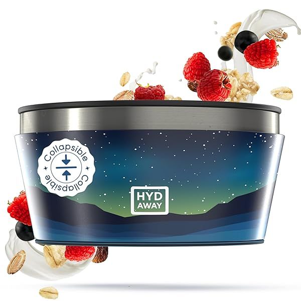 HYDAWAY Collapsible Insulated Bowl - 1 Quart Silicone Travel Bowl for Camping, RV & Dogs | Spill-Proof & Space-Saving Design