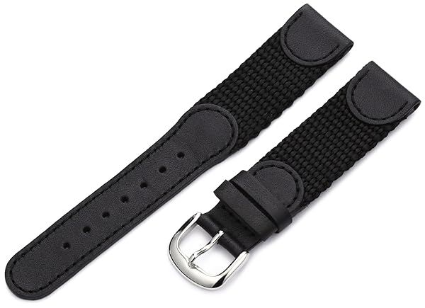 Hadley Roma Men's 16mm Black Swiss Army Style Nylon and Leather Watch Strap MSM866RA