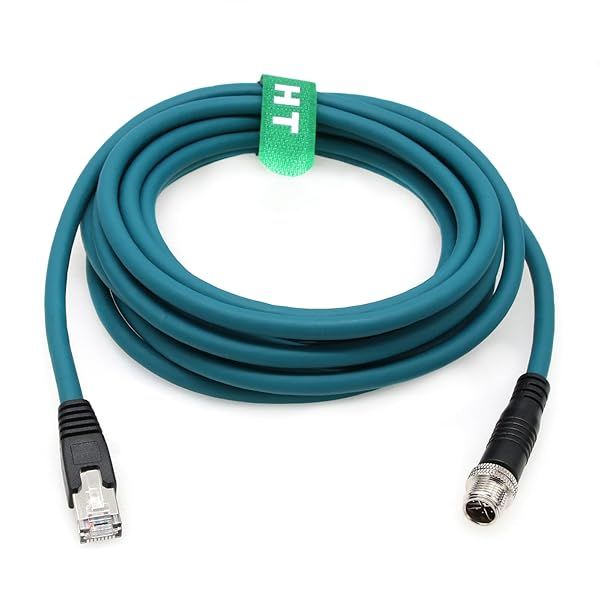 HangTon 8 Pin X-Coded M12 RJ45 CAT-7e Cable for Keyence IV3 & Cognex Barcode Reader - 5M Network Solution