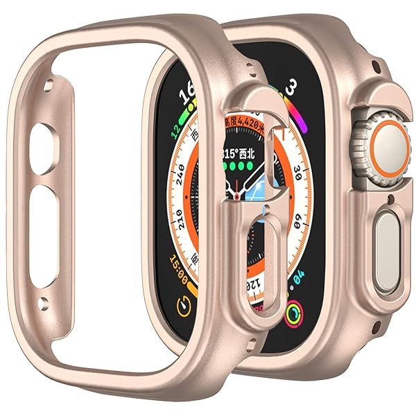 Compatible with Apple Watch Ultra 3 2 1 49mm Hard PC Case Cover - Impact Resistant, Shockproof, All-Around Edge Protective Bumper Cover (Rose Gold)