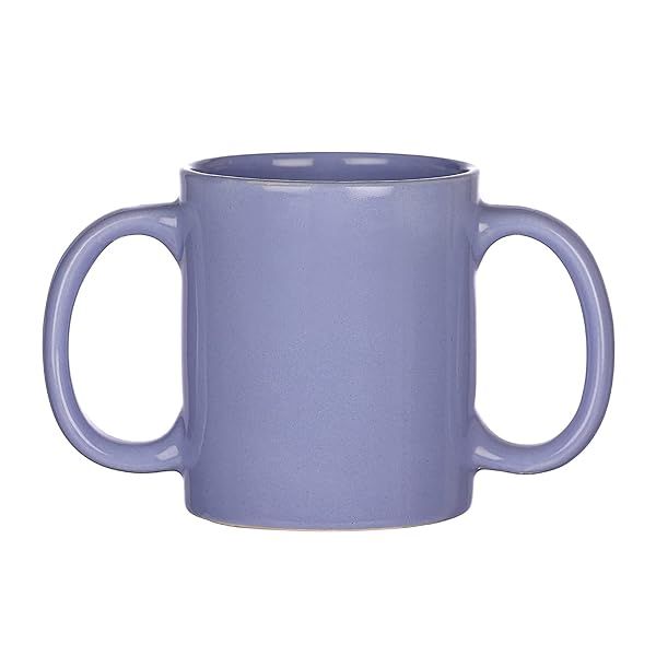 HealthGoodsIn Dual Handle Mug for Tremors - Microwave Safe, 11.83 Oz, Blue - Perfect Grip for Easy Drinking