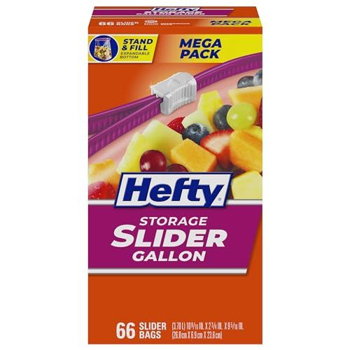 Buy Hefty Slider Storage Bags - Gallon Size, 66 Count for Ultimate Food Freshness & Organization