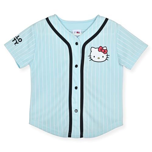 Shop Hello Kitty Baseball Jersey - Stylish Blue Pinstripe Mesh Shirt for Girls
