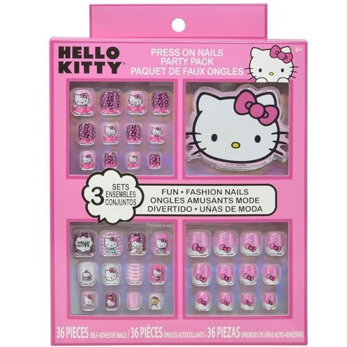 Hello Kitty Press-On Nails Party Pack: 36 Self-Adhesive Nail Designs for Fun & Easy Nail Art