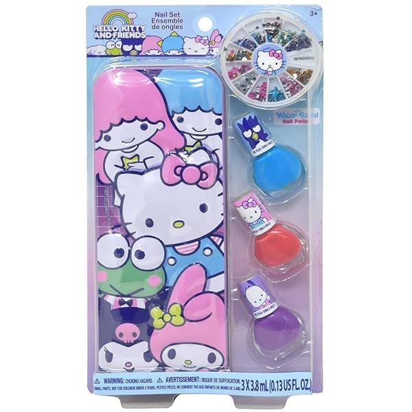 Hello Kitty Nail Set: 3 Polishes & Art Kit for Fun Nail Designs - Perfect Gift!