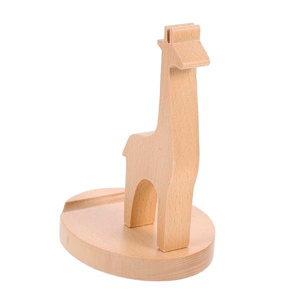 Hemobllo Wooden Giraffe Cell Phone Stand Desk Holder for Home Office and Smartphone Use