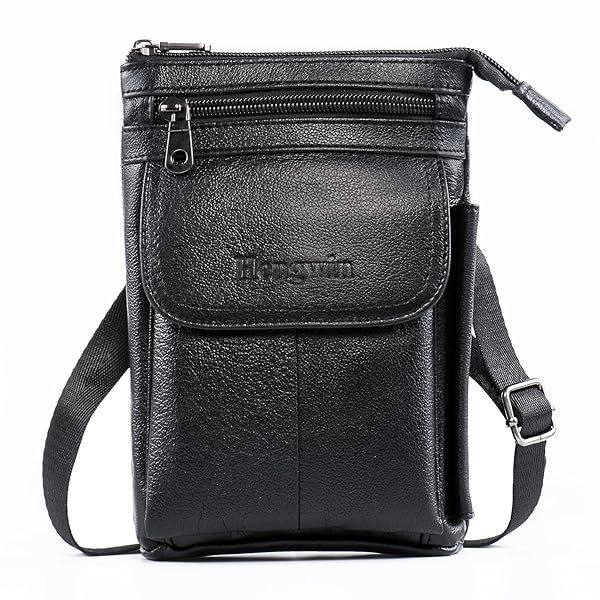Hengwin Genuine Leather Crossbody Purse: Travel Wallet & Cell Phone Holster for Men & Women