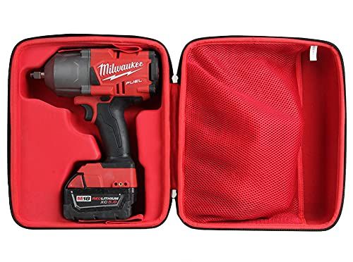 Hermitshell Hard Travel Case for Milwaukee M18 Fuel High Torque Impact Wrench with Drill Battery Pack and Charger Style 2