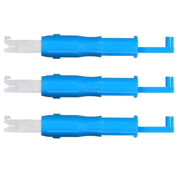 Effortless Sewing: Hicarer Automatic Needle Threader Tool - 3 Piece Set for Easy Needle Insertion (Blue & White)