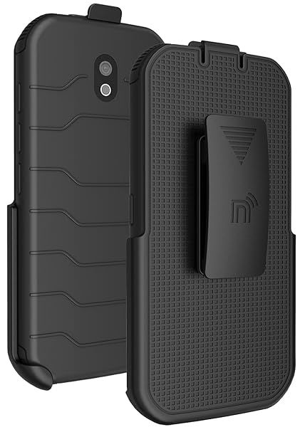 Buy Nakedcellphone Black Holster for CAT S42 - Rotating Belt Clip & Kickstand Case