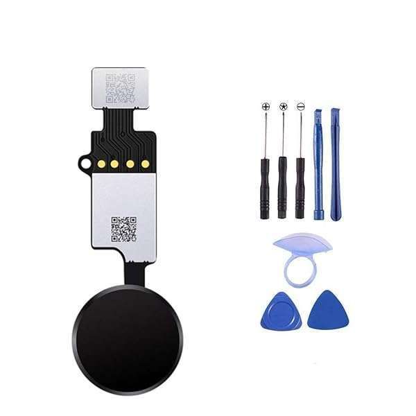 iPhone 7/8 Home Button Flex Cable Replacement with Repair Tools - Touch ID Compatible (Black)