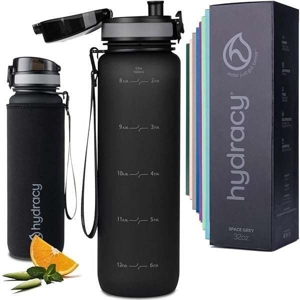 Hydracy 32 oz Motivational Water Bottle: Time Marker, Leak-Proof, Fruit Infuser - Perfect Gym & Bike Companion!