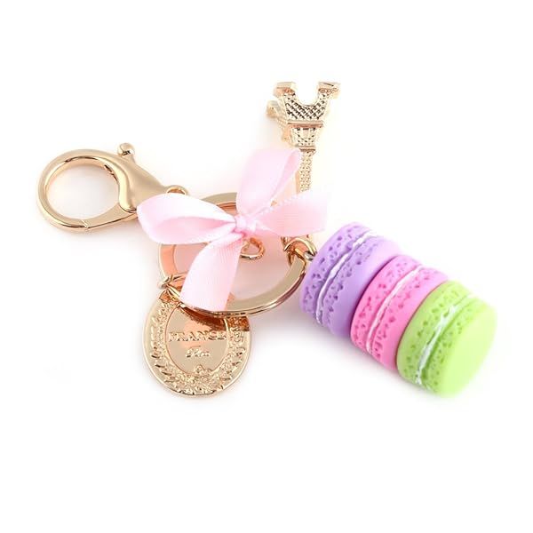 Colorful Alloy Macaroon Eiffel Tower Keychain - Adorable Bag Pendant & Car Charm Decoration