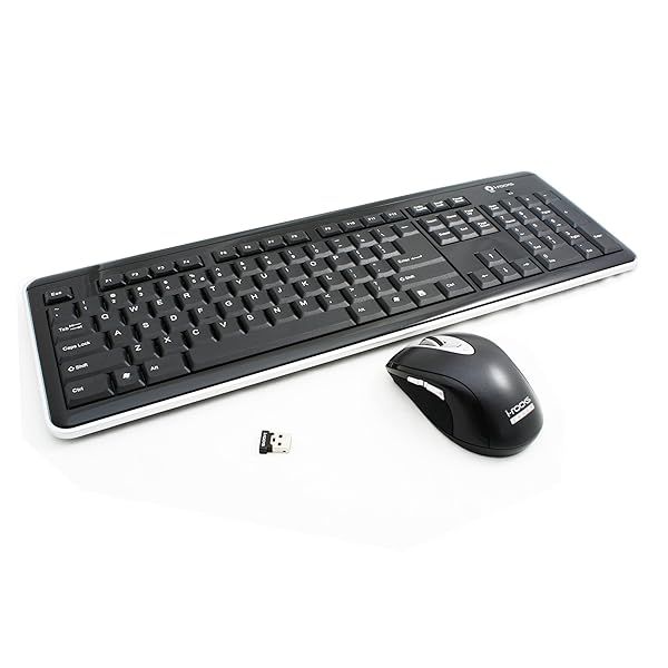 I-Rocks RF-6577L-BK Retro Wireless Keyboard and Mouse Combo Black 2.4GHz Fast Response
