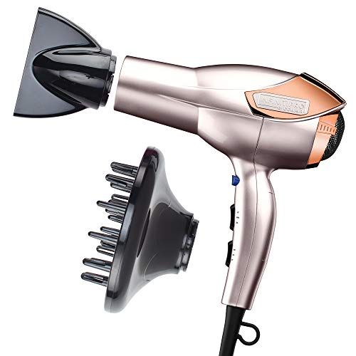 INFINITIPRO BY CONAIR Hair Dryer: Pro AC Motor, Diffuser & Shine in Elegant Rose Gold