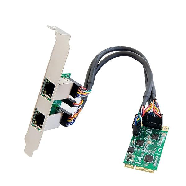 IO CREST Dual 2.5 Gigabit Mini PCIe Ethernet Network Expansion Card Green for High-Speed Connectivity