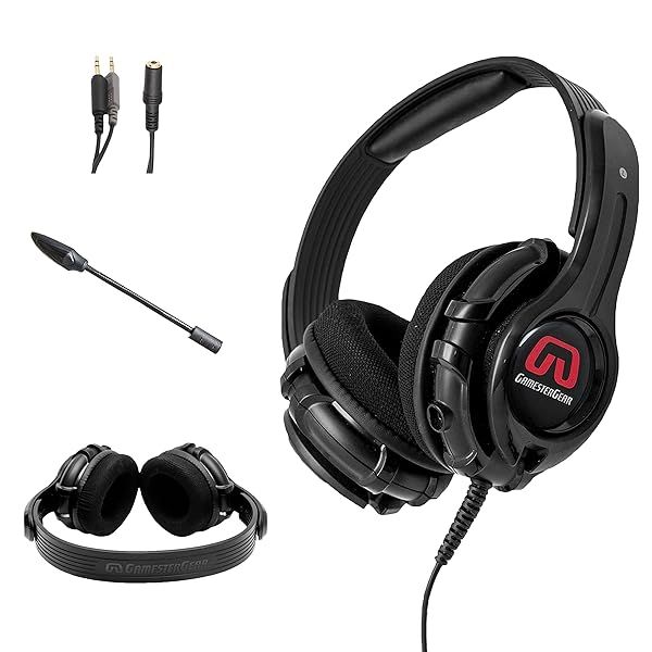IO CREST GamesterGear Over-Ear Gaming Headset for PC, PS4, Xbox One & Mobile - Detachable Mic for Online Chat
