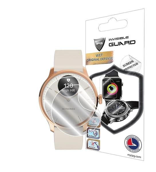 IPG Hydrogel Screen Protector for Withings ScanWatch Light Anti Scratch Guard Invisible HD Clear Film 2 Units Smooth Self Healing Bubble Free