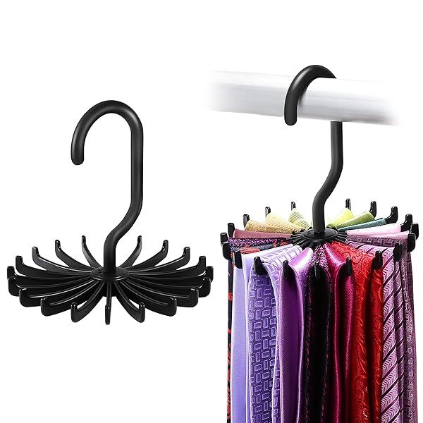 IPOW 2 Pack Twirl Tie Rack & Belt Hanger - Closet Organizer for Efficient Storage