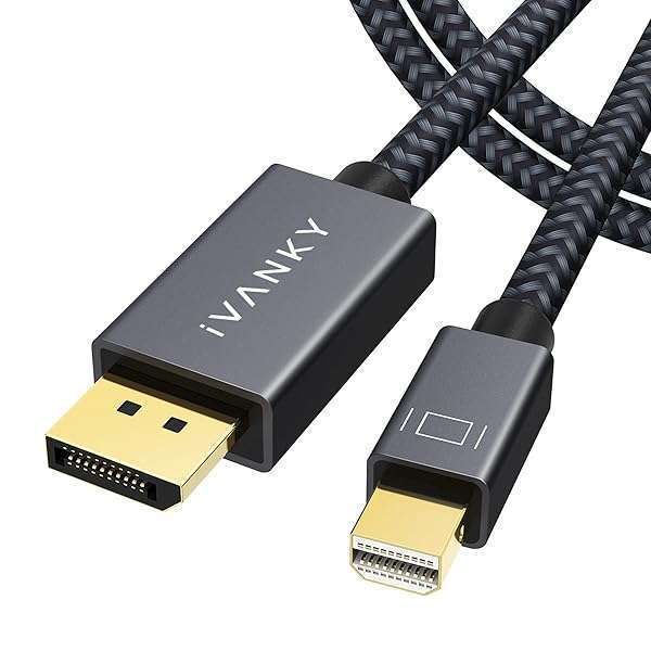 IVANKY 8K Mini DisplayPort to DisplayPort Cable 6.6ft - 8K@60Hz, 4K@144Hz, Thunderbolt Compatible, Gold-Plated, Braided