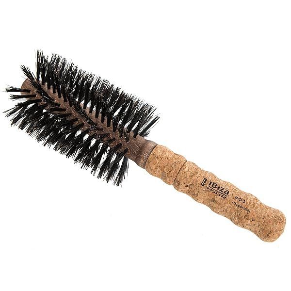 Ibiza Hair Round Boar Bristle Brush G5 70mm Hybrid Boar Carbon Fiber Nylon Bristles Cork Handle Ideal for Coarse Frizzy Hair