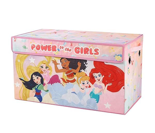 Disney Princess Collapsible Toy Storage Trunk with Lid 28x16x14.5 Inches Ideal for Organizing Kids Toys and Room Decor