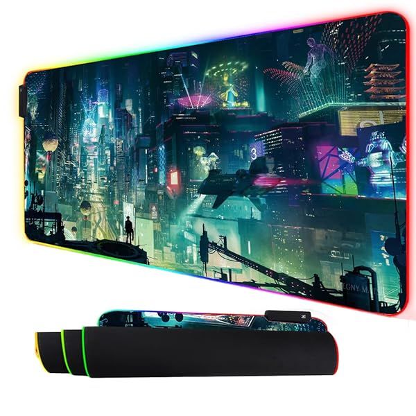 Imegny RGB Mouse Pad, XXL LED Gaming Mouse Mat Heavy Duty Anty Slip 35.4 * 15.7 Inches greencity