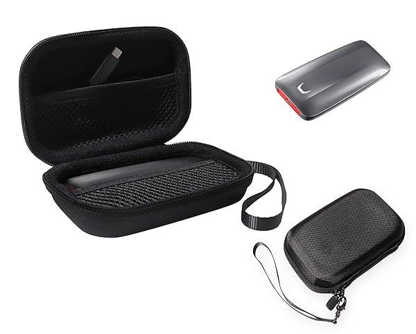 InGo Portable SSD Protective Case for SanDisk 1TB Extreme and Samsung X5 Thunderbolt 3 with Carabiner Mesh Pocket and Secure Strap