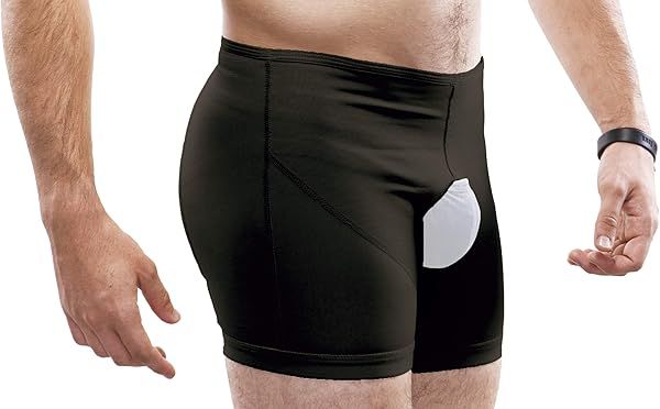 Inguinal Hernia Support Belt Invisible Underpants Compression Garment Truss for Men Black Size M