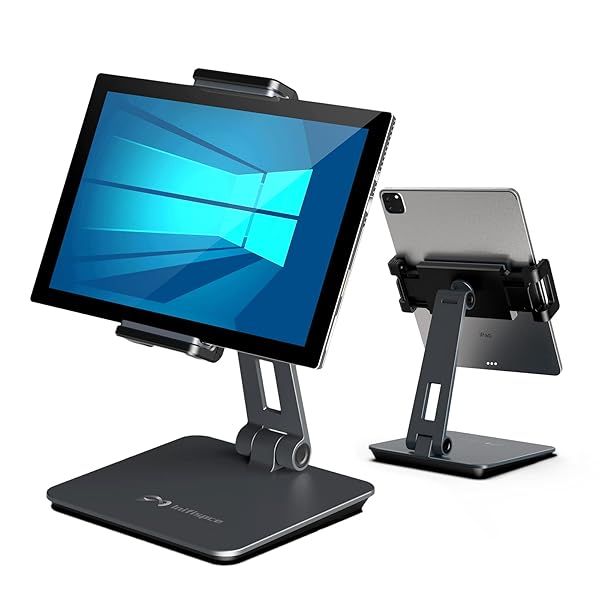 Heavy Aluminum Tablet Stand for iPad Pro & Surface Pro - Fits 4.7'' to 13'' Screens (Dark Grey)