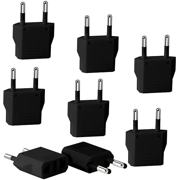 Inovat 8 PCS American USA to European Outlet Plug Adapter(Upgrade Black)