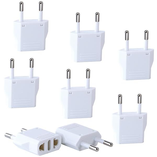 Inovat 8 PCS American USA to European Outlet Plug Adapter(Upgrade White)