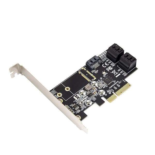 Internal 5 Port SATA III PCIe X4 Controller Card for SSD/HDD - JMB585 Chipset, Low Profile Bracket