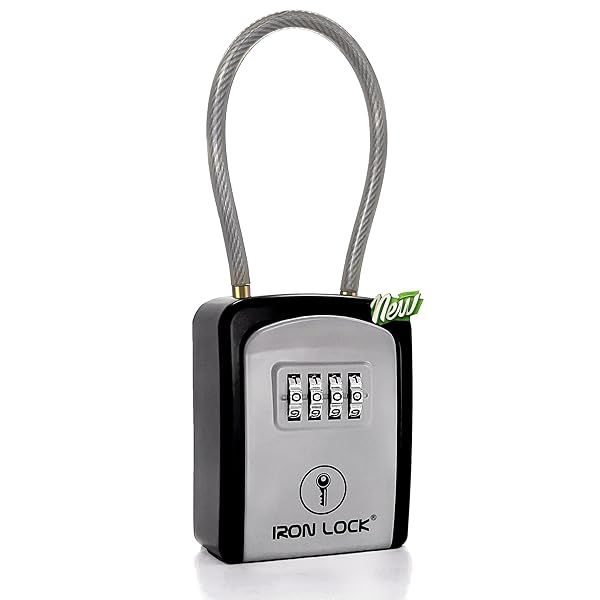 Iron Lock Key Lock Box Portable Waterproof 4 Digit Combination Resettable Code Outdoor Indoor Key Storage for Realtors