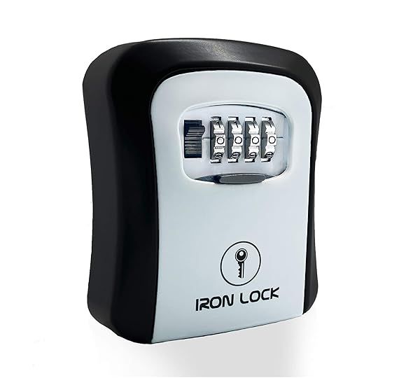 Iron Lock Key Lock Box Wall Mount 4 Digit Combination Waterproof Indoor Outdoor for Spare House Keys 5 Capacity