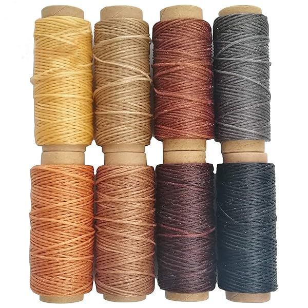 JANYUN 264 Yards 150D Waxed Thread Cord for Leather Craft - 1mm, 8 Colors, DIY Sewing Supplies