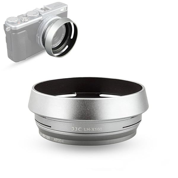 JJC Lens Hood for Fujifilm X100 Series Cameras - 49mm Adapter Ring, Replaces LH-X100 & AR-X100 - Silver