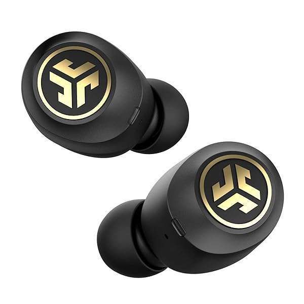 JLab JBuds Air Icon: True Wireless Bluetooth Earbuds with IP55 Sweat Resistance & 3 EQ Settings - Black & Gold